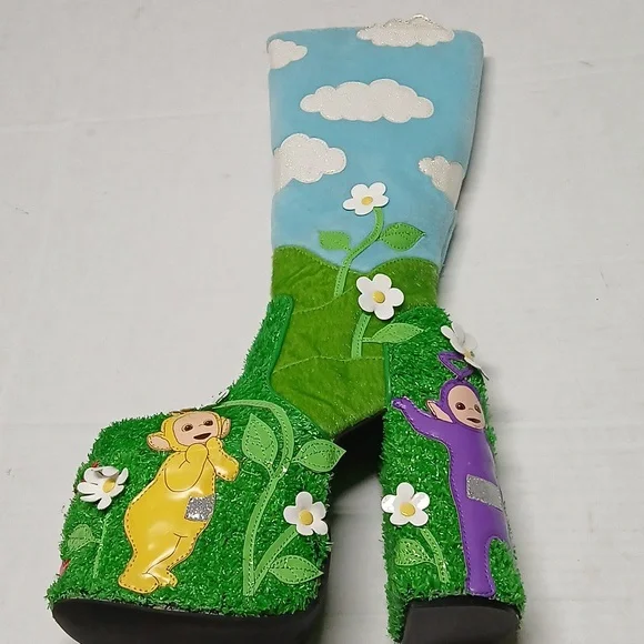 Dolls Kill x Teletubbies Platform Boots Multicolor Fur & Turf Kawaii RARE Size 6 - Picture 10 of 16